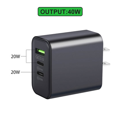 40W Dual PD + QC3.0 Ports Charger with Type-C to 8 Pin Data Cable(EU Plug) - Apple Accessories by buy2fix | Online Shopping UK | buy2fix