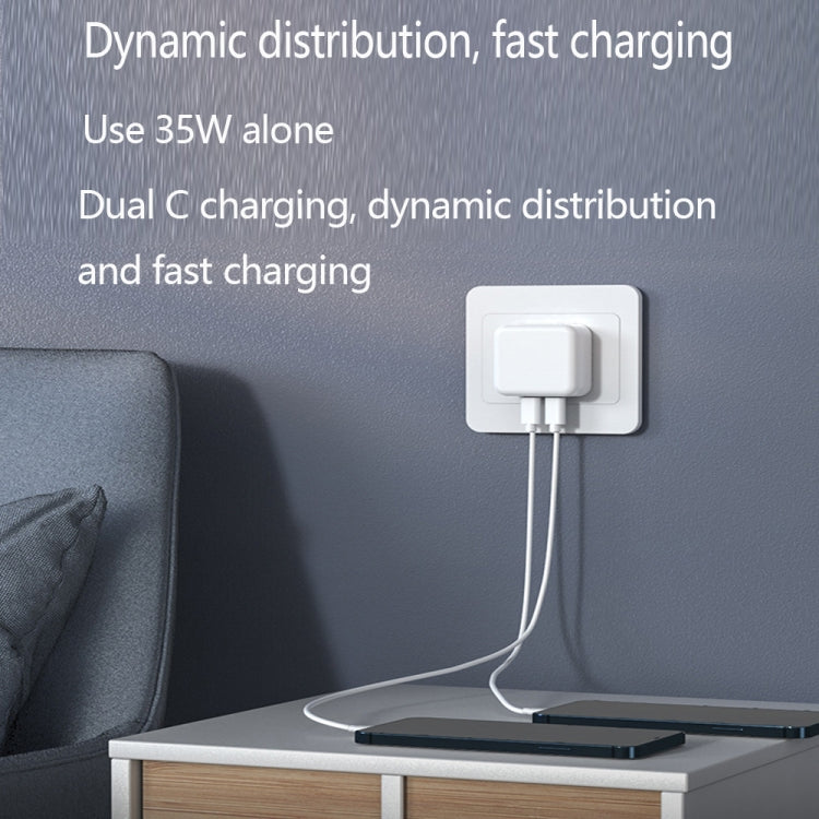 PD 35W Dual USB-C / Type-C Ports Charger with 1.5m Type-C to 8 Pin Data Cable, EU Plug - USB Charger by buy2fix | Online Shopping UK | buy2fix