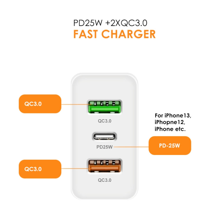 45W PD25W + 2 x QC3.0 USB Multi Port Charger with USB to Type-C Cable, UK Plug(Black) - Mobile Accessories by buy2fix | Online Shopping UK | buy2fix