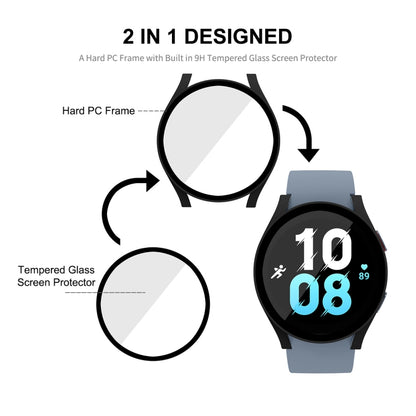 For Samsung Galaxy Watch5 40mm ENKAY Hat-Prince Full Coverage PC Frame + 9H Tempered Glass Case(Transparent) - Watch Cases by ENKAY | Online Shopping UK | buy2fix