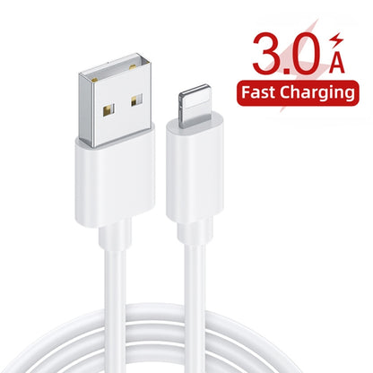 36W Dual Port QC3.0 USB Charger with 3A USB to 8 Pin Data Cable, US Plug(White) - USB Charger by buy2fix | Online Shopping UK | buy2fix