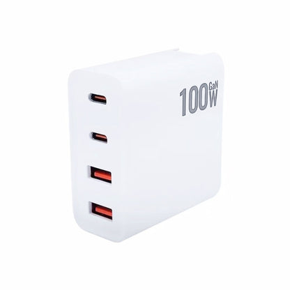 GaN 100W Dual USB + Dual USB-C/Type-C Multi Port Charger with 2m Type-C to Type-C Data Cable Set US Plug - Cable & Adapter by buy2fix | Online Shopping UK | buy2fix