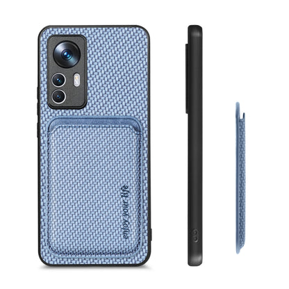 For Xiaomi 12T Carbon Fiber Leather Card Magsafe Phone Case(Blue) - Xiaomi Cases by buy2fix | Online Shopping UK | buy2fix