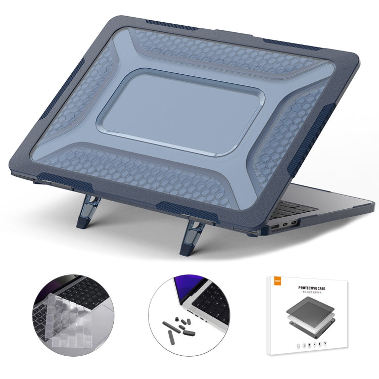 For MacBook Air 13.6 2022/2024 A2681 (M2) / A3113 (M3) ENKAY Hat-Prince 3 in 1 Protective Bracket  Case Cover Hard Shell with TPU Keyboard Film / Anti-dust Plugs, Version:US(Blue) - MacBook Air Cases by ENKAY | Online Shopping UK | buy2fix