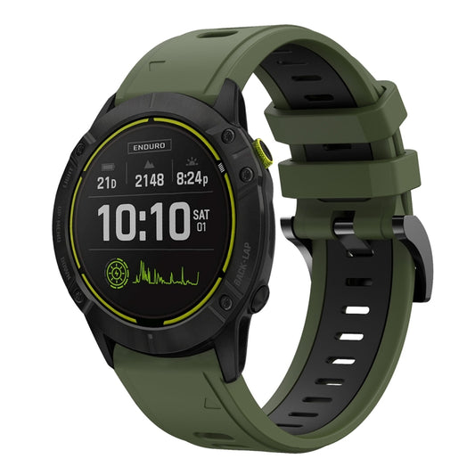 For Garmin Enduro 26mm Two-Color Sports Silicone Watch Band(Army Green + Black) - Watch Bands by buy2fix | Online Shopping UK | buy2fix