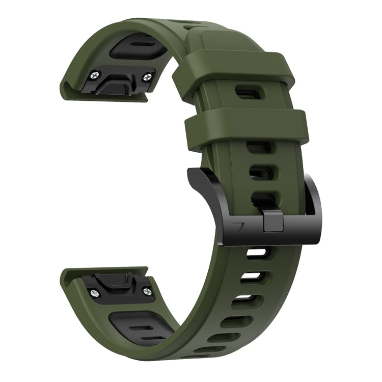 For Garmin Enduro 26mm Two-Color Sports Silicone Watch Band(Army Green + Black) - Watch Bands by buy2fix | Online Shopping UK | buy2fix