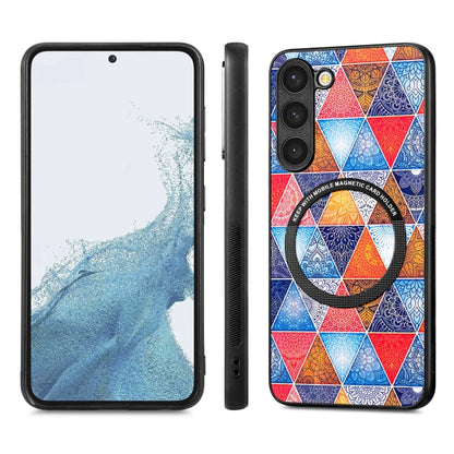 For Samsung Galaxy S23 5G Colored Drawing Leather Back Cover Magsafe Phone Case(Rhombus Mandala) - Galaxy S23 5G Cases by buy2fix | Online Shopping UK | buy2fix