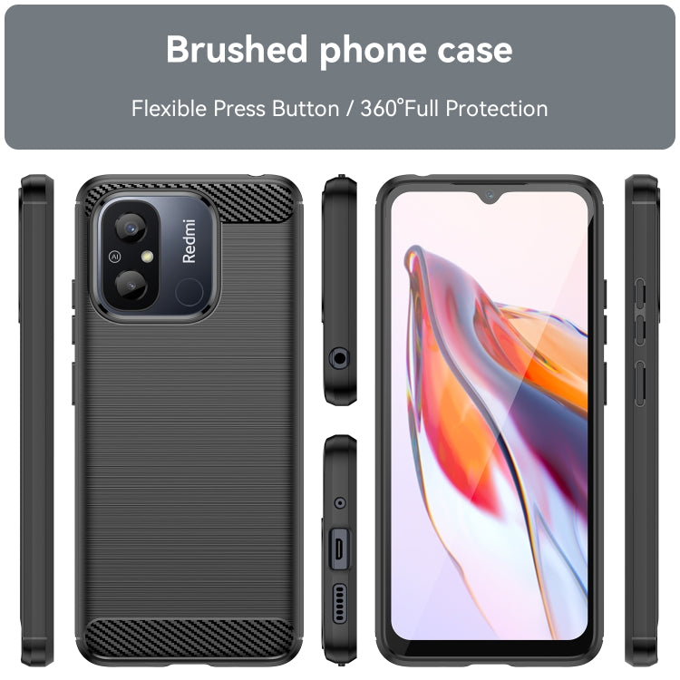 For Xiaomi Redmi 12C Brushed Texture Carbon Fiber TPU Phone Case(Black) - Xiaomi Cases by buy2fix | Online Shopping UK | buy2fix