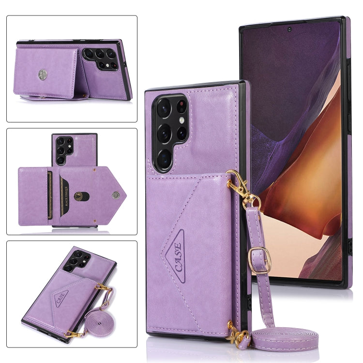 For Samsung Galaxy S23 Ultra 5G Cross-body Wallet Card Bag Leather Phone Case(Purple) - Galaxy S23 Ultra 5G Cases by buy2fix | Online Shopping UK | buy2fix