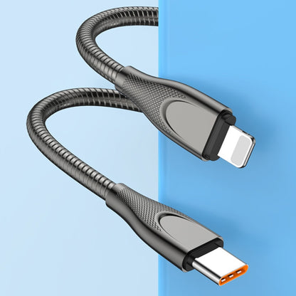 ENKAY ENK-CB131 USB to 8 Pin Carbon Steel Hose Spring 2.4A Fast Charging Data Cable, Length:2m(Silver) - Normal Style Cable by ENKAY | Online Shopping UK | buy2fix