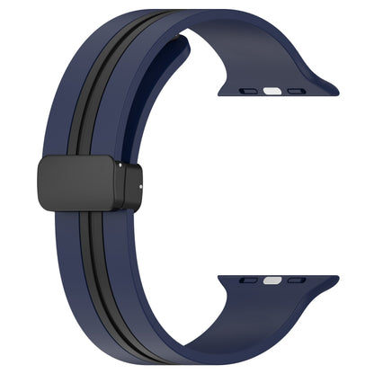 Magnetic Clasp Two-Color Silicone Watch Band For Apple Watch Ultra 49mm(Midnight Blue + Black) - Watch Bands by buy2fix | Online Shopping UK | buy2fix