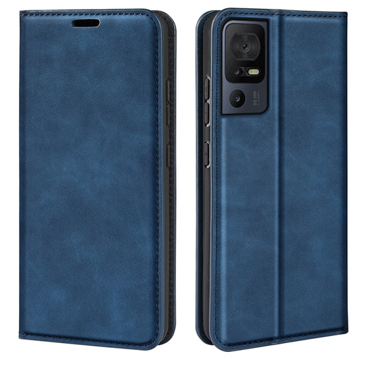 For TCL 40 SE Retro-skin  Magnetic Suction Leather Phone Case(Dark Blue) - More Brand by buy2fix | Online Shopping UK | buy2fix