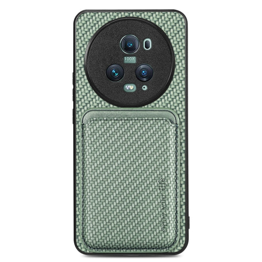 For Honor Magic5 Pro Carbon Fiber Leather Card Magsafe Magnetic Phone Case(Green) - Honor Cases by buy2fix | Online Shopping UK | buy2fix
