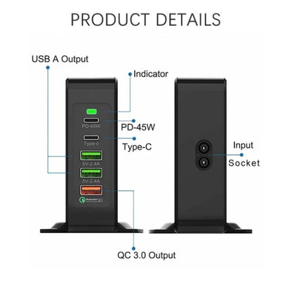 PD-75 Desktop PD Type-C USB QC 3.0 Fast Mobile Phone Charging Station Multifunctional Wireless Charger(US Plug) - Multifunction Charger by buy2fix | Online Shopping UK | buy2fix