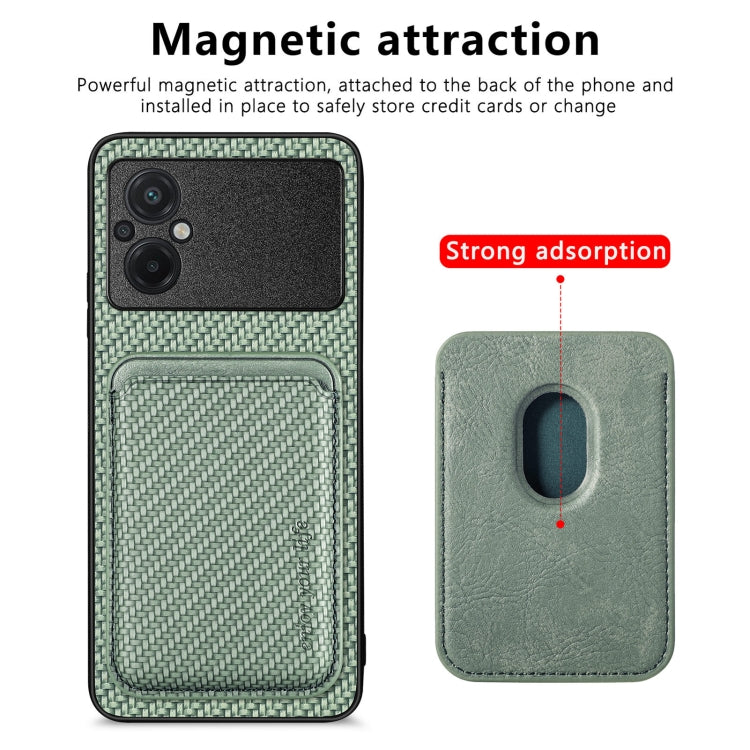 For Xiaomi POCO M5 4G Carbon Fiber Leather Card Magsafe Phone Case(Green) - Xiaomi Cases by buy2fix | Online Shopping UK | buy2fix