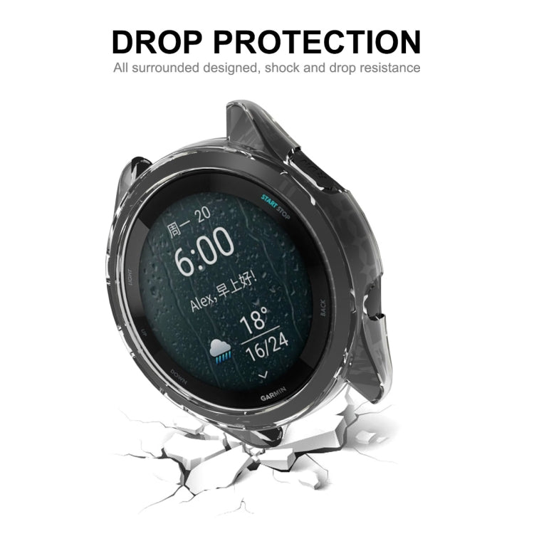 For Garmin Forerunner 965 ENKAY Hat-Prince Transparent TPU Frame Drop Protection Case(Grey) - Watch Cases by ENKAY | Online Shopping UK | buy2fix