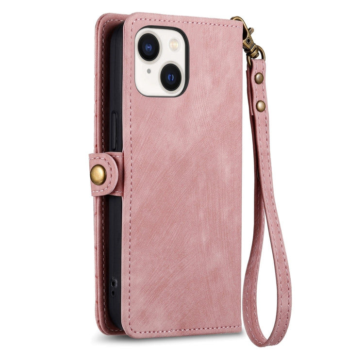 For iPhone 15 Pro Max Geometric Zipper Wallet Side Buckle Leather Phone Case(Pink) - iPhone 15 Pro Max Cases by buy2fix | Online Shopping UK | buy2fix