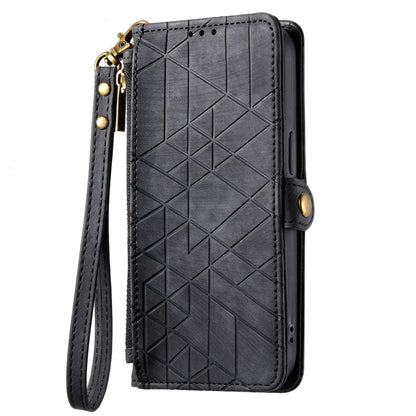 For Google Pixel 7 Geometric Zipper Wallet Side Buckle Leather Phone Case(Black) - Google Cases by buy2fix | Online Shopping UK | buy2fix