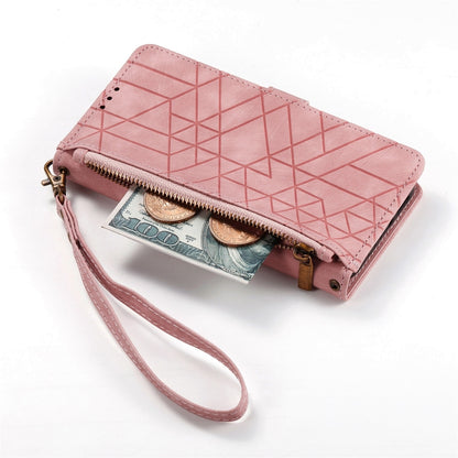 For Google Pixel 7A Geometric Zipper Wallet Side Buckle Leather Phone Case(Pink) - Google Cases by buy2fix | Online Shopping UK | buy2fix