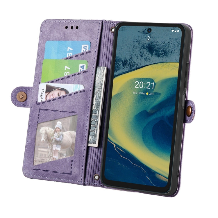 For Nokia XR20 Geometric Zipper Wallet Side Buckle Leather Phone Case(Purple) - Nokia Cases by buy2fix | Online Shopping UK | buy2fix