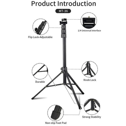 JMARY MT-36 4 Sections Adjustable Camera Stand Tripod 67-inch Live Streaming Phone Tripod - Tripods by Jmary | Online Shopping UK | buy2fix