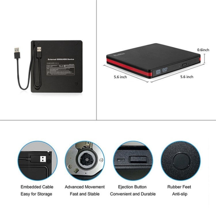 BT669 USB3.0 Laptop CD / DVD Burner Player Optical Drive Case External DVD Drive Enclosure - Rewritable Drive by buy2fix | Online Shopping UK | buy2fix