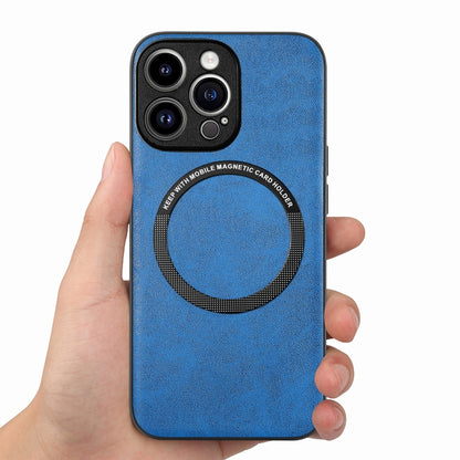 For iPhone 15 Pro Max Solid Color Leather Skin Back Phone Case(Blue) - iPhone 15 Pro Max Cases by buy2fix | Online Shopping UK | buy2fix