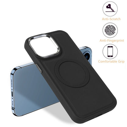 For iPhone 15 Pro Max Imitation Liquid Skin Feel Plating Magsafe Card Bag Phone Case(Blue) - iPhone 15 Pro Max Cases by buy2fix | Online Shopping UK | buy2fix