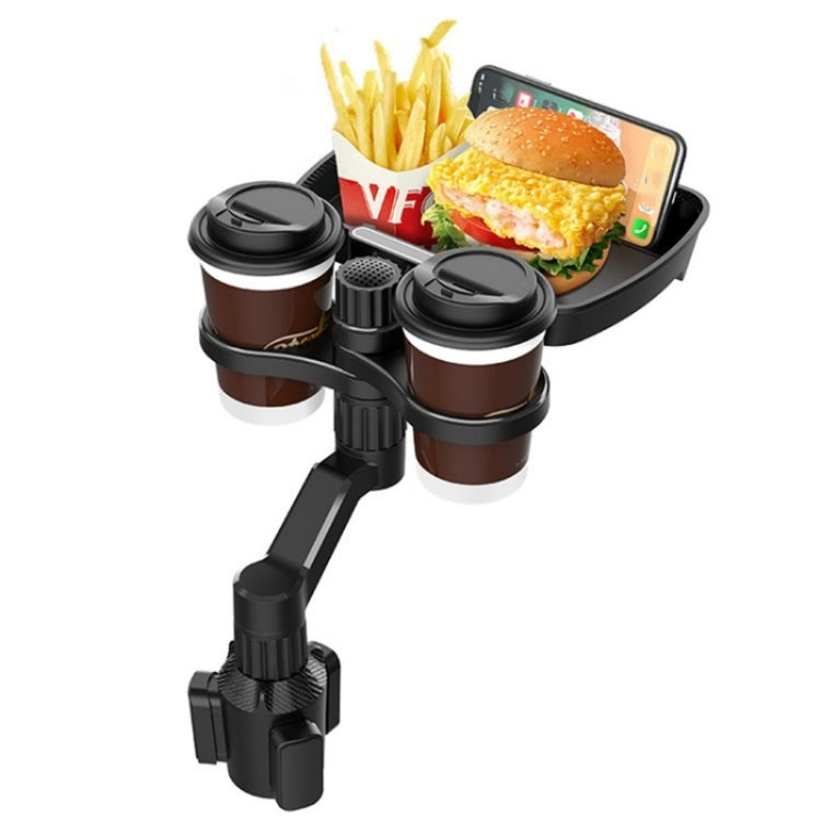 D05 Rotation Meal Tray Phone Stand Car Dining Table Plastic Car Cup Holder Mount Dual Drink Bracket - Car Drink Holders by buy2fix | Online Shopping UK | buy2fix