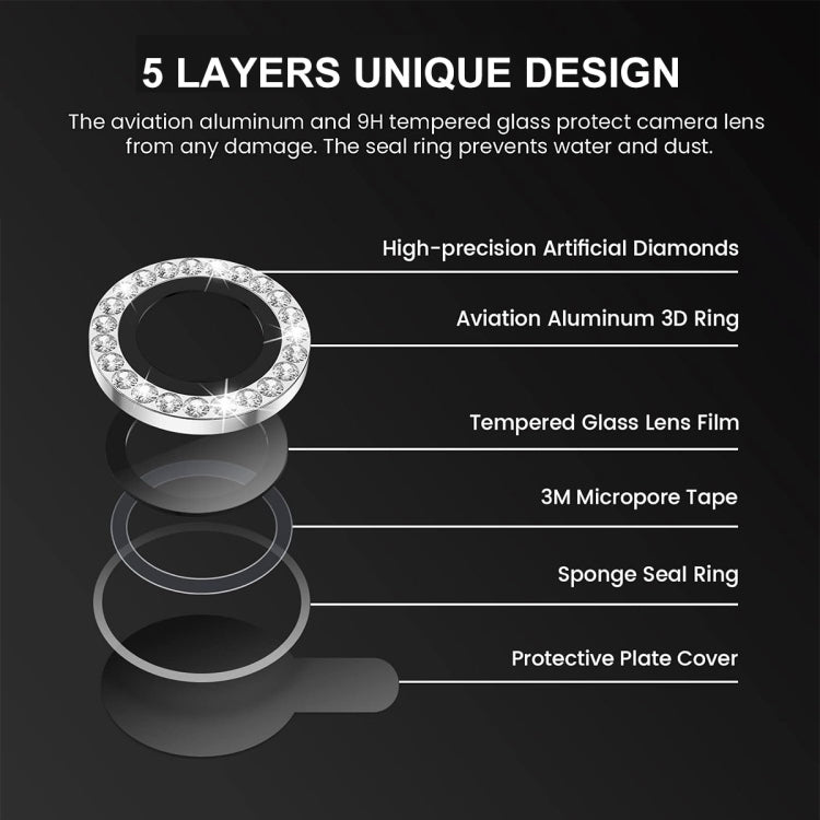 For iPhone 13 / 13 mini ENKAY AR Anti-reflection Individual Diamond Ring Camera Lens Glass Full Film(Black) - iPhone 13 Tempered Glass by ENKAY | Online Shopping UK | buy2fix