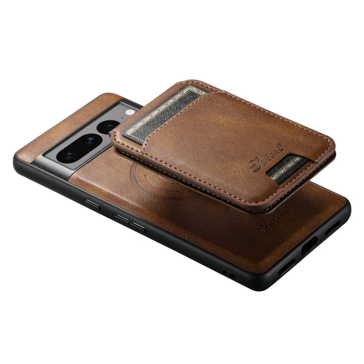 For Google Pixel 8a Suteni H15 Oil Eax Leather MagSafe Detachable Wallet Back Phone Case(Black) - Google Cases by Suteni | Online Shopping UK | buy2fix