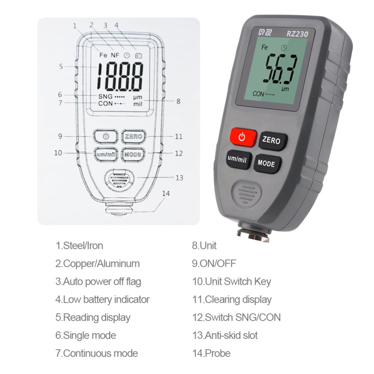 RZ230 Other measuring instruments 0~1300μm Convenient / Measure / Pro - Consumer Electronics by buy2fix | Online Shopping UK | buy2fix