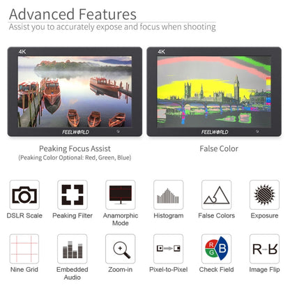 FEELWORLD T7 7 Inch IPS 1920x1200 HDMI On Camera Field Monitor Support 4K Input Output Video Monitor - On-camera Monitors by FEELWORLD | Online Shopping UK | buy2fix
