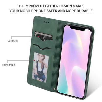 For iPhone 11 Retro Skin Feel Business Magnetic Horizontal Flip Leather Case (Army Green) - Apple Accessories by buy2fix | Online Shopping UK | buy2fix