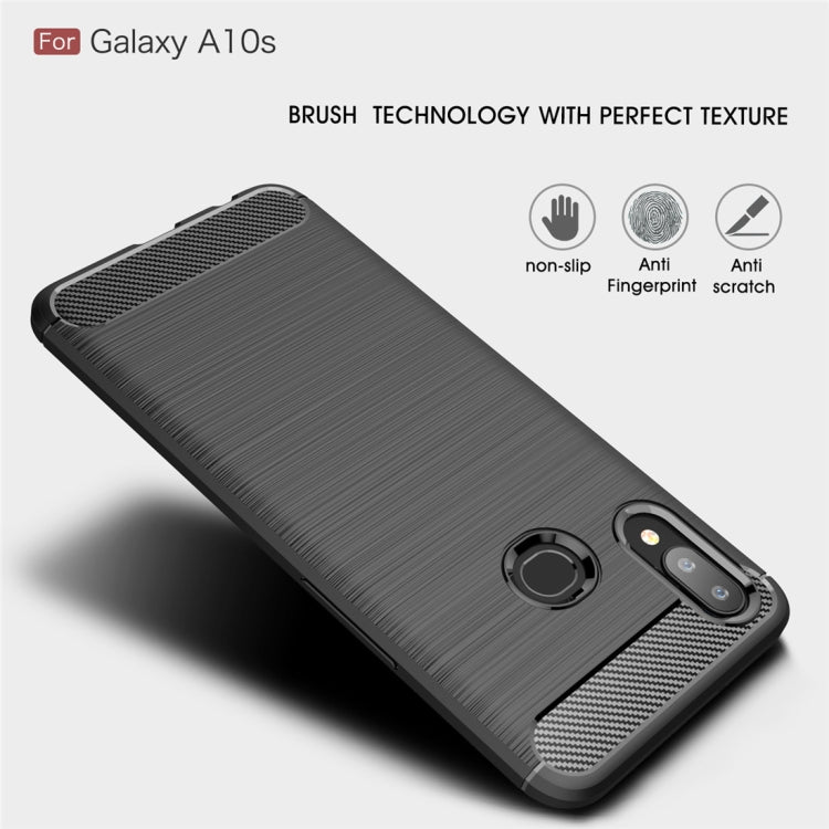 Brushed Texture Carbon Fiber TPU Case for Galaxy A10s(Black) - Galaxy Phone Cases by buy2fix | Online Shopping UK | buy2fix