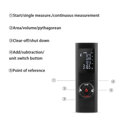 JQ-40 Mini Laser Distance Meter 40m Rechargeable Digital Handheld Laser Rangefinder Portable Laser Range Finder Build Measure - Consumer Electronics by buy2fix | Online Shopping UK | buy2fix