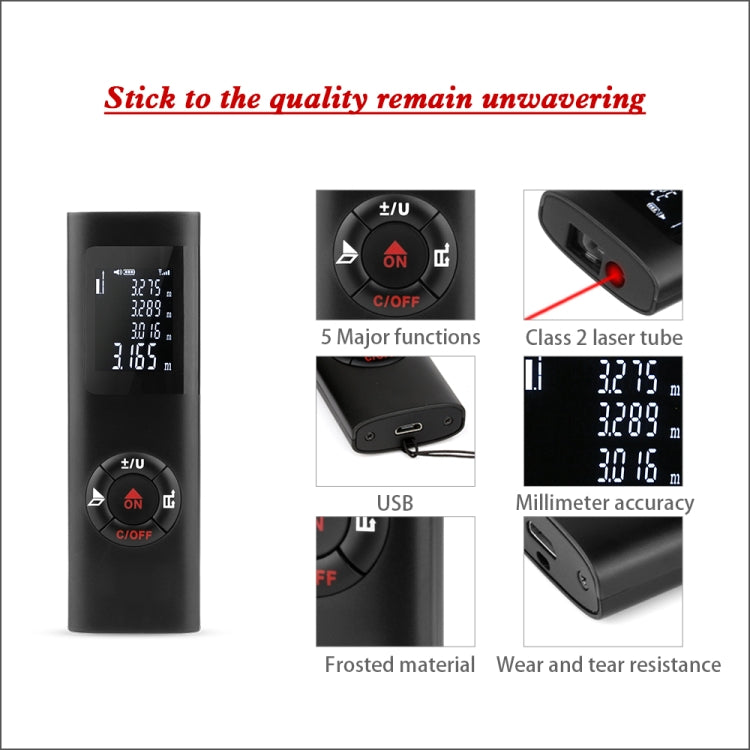 JQ-40 Mini Laser Distance Meter 40m Rechargeable Digital Handheld Laser Rangefinder Portable Laser Range Finder Build Measure - Consumer Electronics by buy2fix | Online Shopping UK | buy2fix