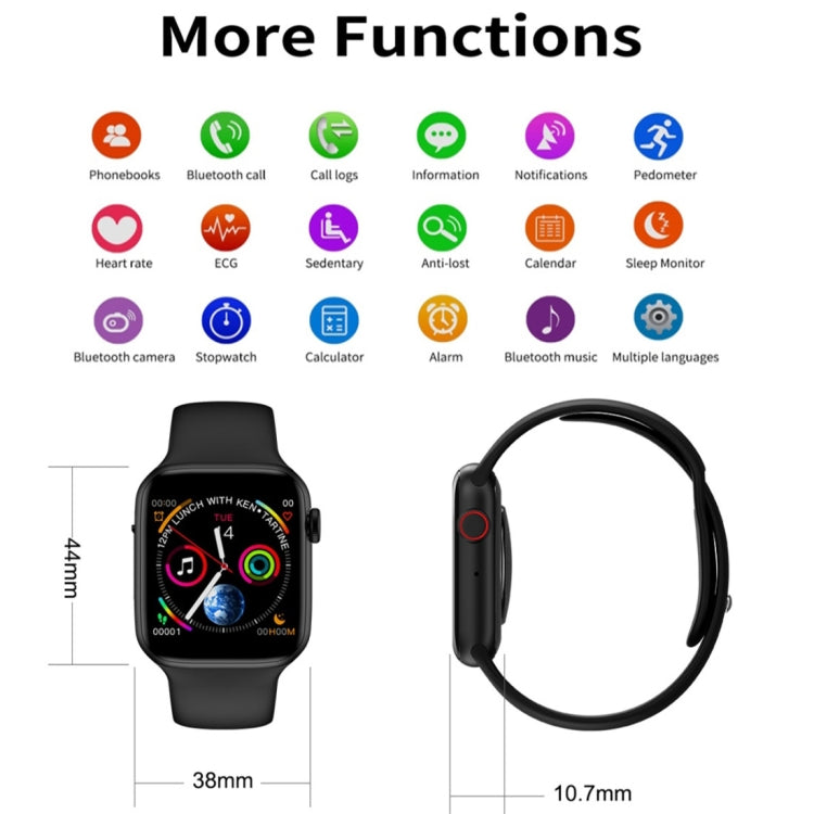 W34 1.54 inch IPS Color Screen Smart Watch,Support Call Reminder /Heart Rate Monitoring/Sleep Monitoring/Sedentary Reminder/ECG Monitoring(Black) - Smart Wear by buy2fix | Online Shopping UK | buy2fix