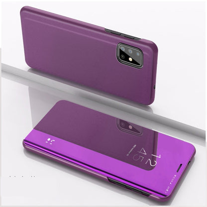 For Galaxy A51 Plated Mirror Horizontal Flip Leather Cover with Stand Mobile Phone Holster(Purple) - Samsung Accessories by buy2fix | Online Shopping UK | buy2fix