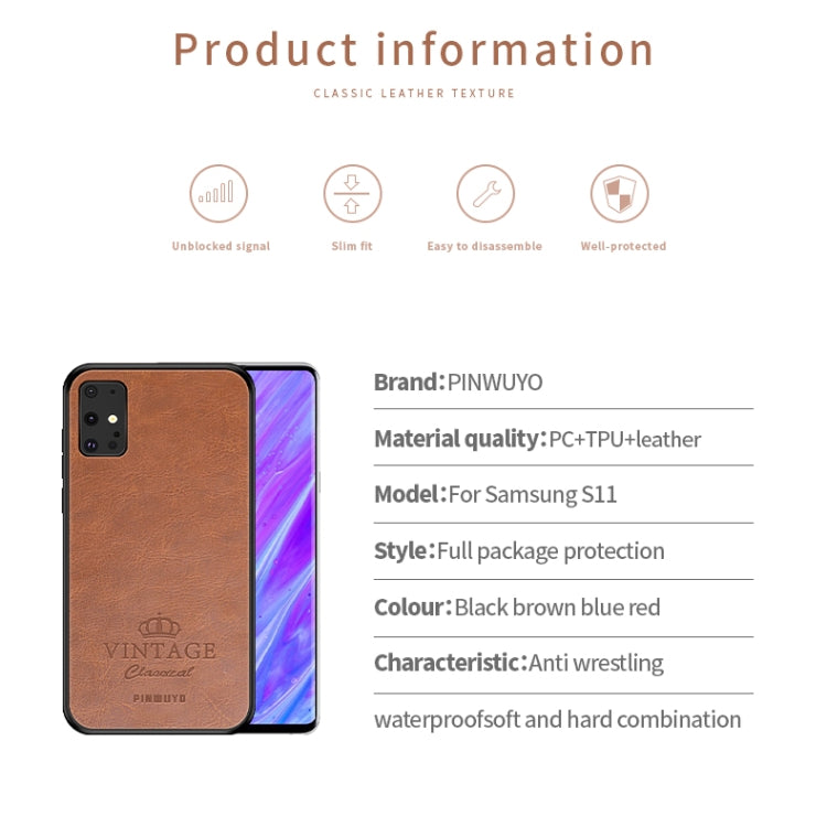 For Galaxy S20 Plus PINWUYO Pin Rui Series Classical Leather, PC + TPU + PU Leather Waterproof And Anti-fall All-inclusive Protective Shell(Blue) - Galaxy Phone Cases by PINWUYO | Online Shopping UK | buy2fix