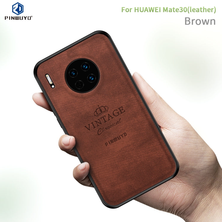 For Huawei Mate 30 5G (Leather) PINWUYO Zun Series PC + TPU + Skin Waterproof Anti-fall All-inclusive Protective Case(Brown) - Huawei Cases by PINWUYO | Online Shopping UK | buy2fix