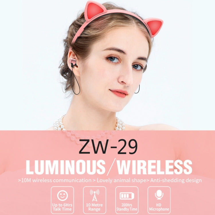 ZW29 Cat Ear Stereo Sound HIFI Fashion Outdoor Portable Sports Wireless  Bluetooth Headset with Mic & LED Light Glowing(Yellow) - Neck-mounted Earphone by buy2fix | Online Shopping UK | buy2fix