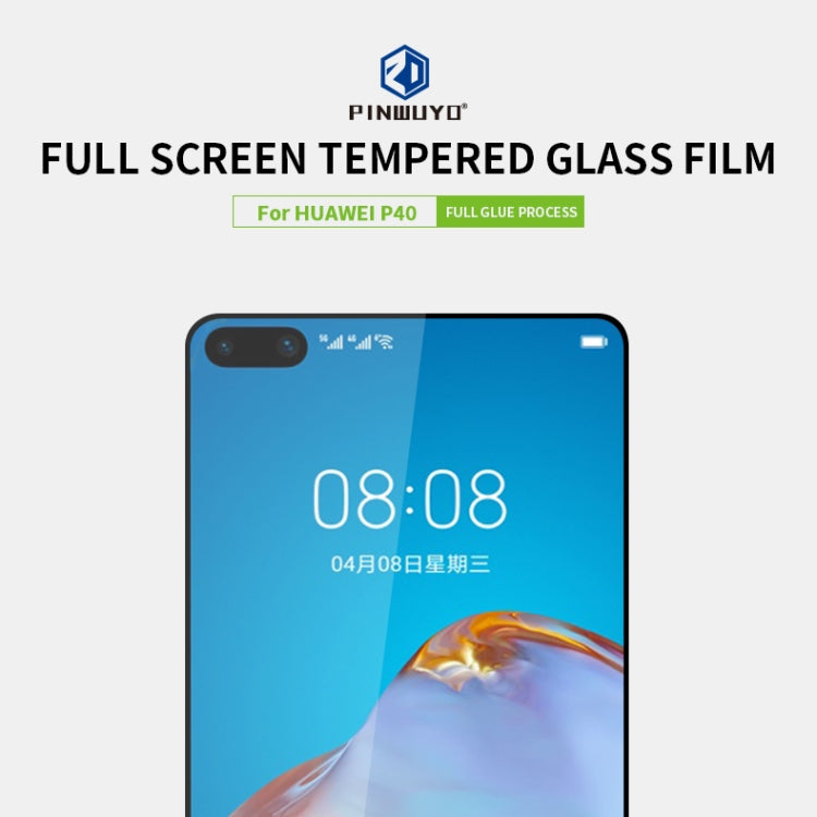 For Huawei P40 PINWUYO 9H 2.5D Full Screen Tempered Glass Film(Black) - Huawei Tempered Glass by PINWUYO | Online Shopping UK | buy2fix