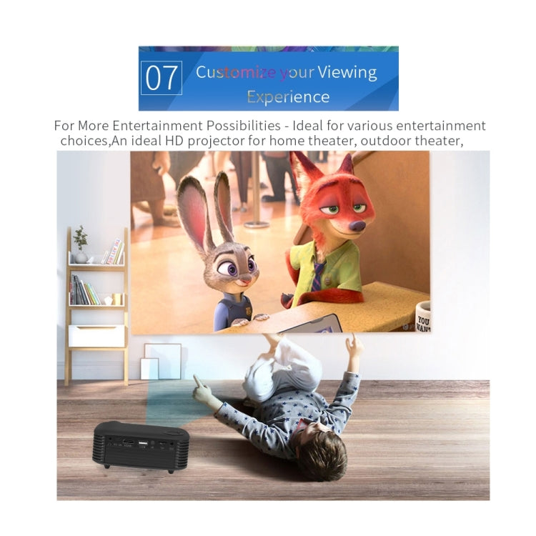 A2000 Portable Projector 800 Lumen LCD Home Theater Video Projector, Support 1080P, US Plug (White) - Consumer Electronics by buy2fix | Online Shopping UK | buy2fix