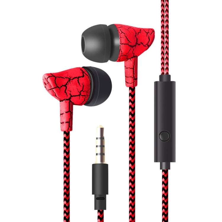 3.5mm Jack Crack Earphone Wired Headset Super Bass Sound Headphone Earbud with Mic for Mobile Phone Samsung Xiaomi MP3 4(Red) - In Ear Wired Earphone by buy2fix | Online Shopping UK | buy2fix