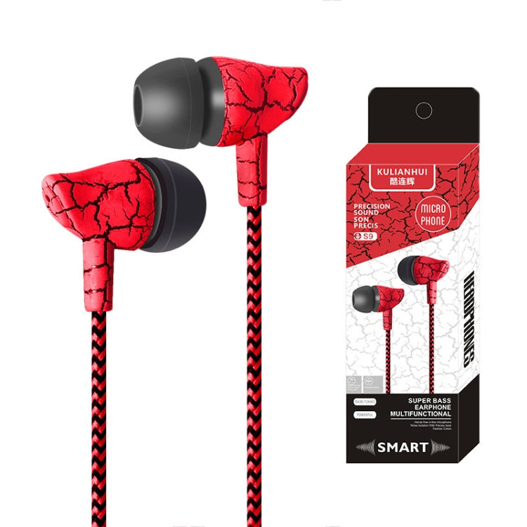 3.5mm Jack Crack Earphone Wired Headset Super Bass Sound Headphone Earbud with Mic for Mobile Phone Samsung Xiaomi MP3 4(Red) - In Ear Wired Earphone by buy2fix | Online Shopping UK | buy2fix