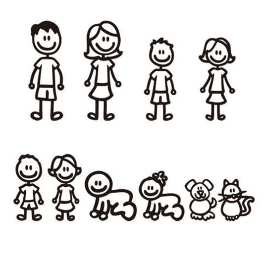 10 PCS Family Member Pattern Vinyl Decorative Auto Decal Cartoon Car Sticker (Black) - Decorative Sticker by buy2fix | Online Shopping UK | buy2fix