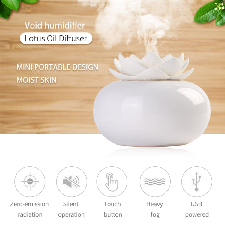 Lotus Ceramic Nano Spray Hydrating Aroma Humidifier Air Purifier(White Flower + White Body Ceramic) - Home & Garden by buy2fix | Online Shopping UK | buy2fix