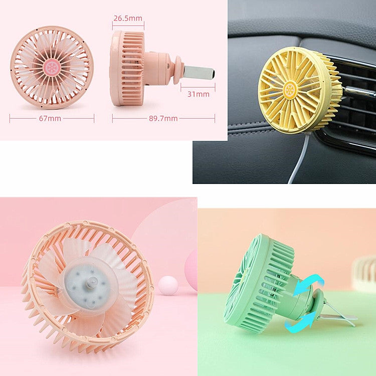 Car Vent Fan Multi-function USB Interface Mini LED Lamp Car Fan(Pink) - Heating & Fans by buy2fix | Online Shopping UK | buy2fix