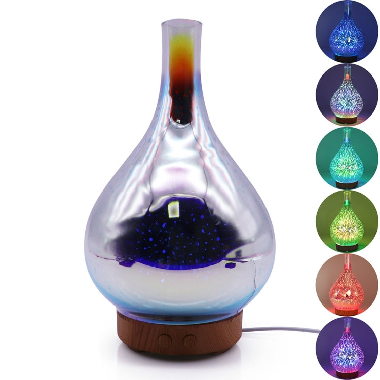 STB-XB10 3D Fireworks 7 Colors LED Night Light Air Humidifier Aroma Essential Oil Diffuser Mist Maker, Plug Type:UK Plug(Dark Wood Grain) - Home & Garden by buy2fix | Online Shopping UK | buy2fix